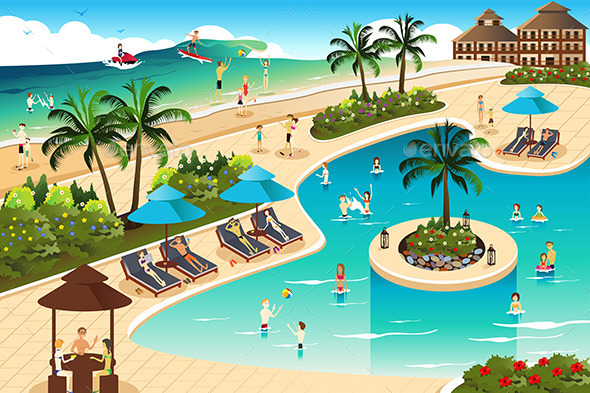 GraphicRiver Scene in a Tropical Resort 11282146 GraphicRiver Scene in a Tropical Resort 11282146