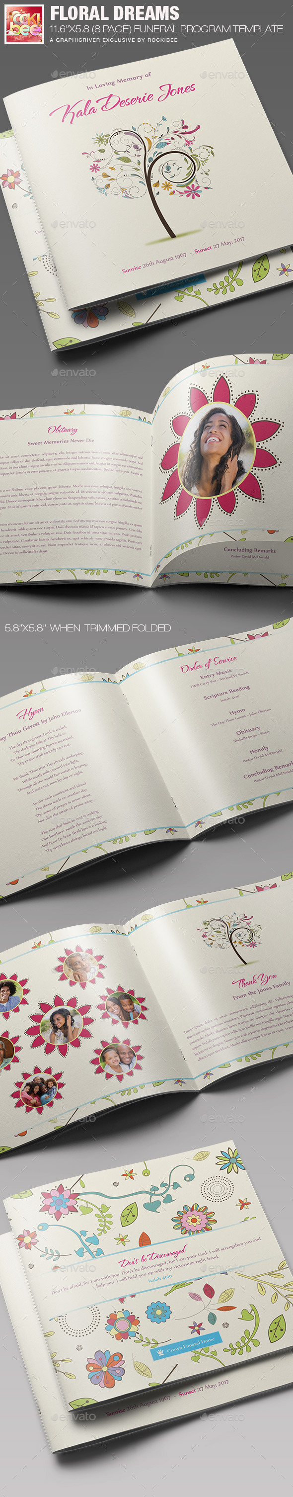 GraphicRiver Floral Dreams Funeral Program Template 11282162 GraphicRiver Floral Dreams Funeral Program Template 11282162