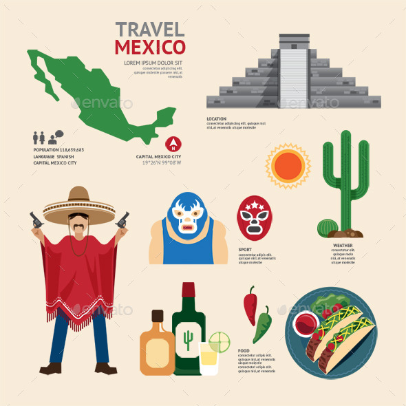 GraphicRiver Travel Concept Mexico Landmark Flat Icons Design 11284726 GraphicRiver Travel Concept Mexico Landmark Flat Icons Design 11284726