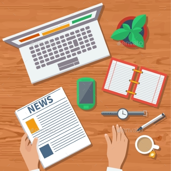 GraphicRiver Top View Of Workplace 11284917 GraphicRiver Top View Of Workplace 11284917