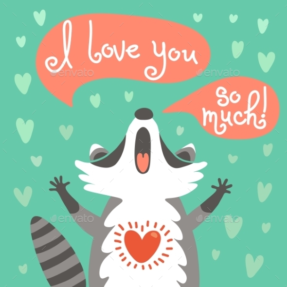 GraphicRiver Cute Raccoon Confesses His Love 11285081 GraphicRiver Cute Raccoon Confesses His Love 11285081