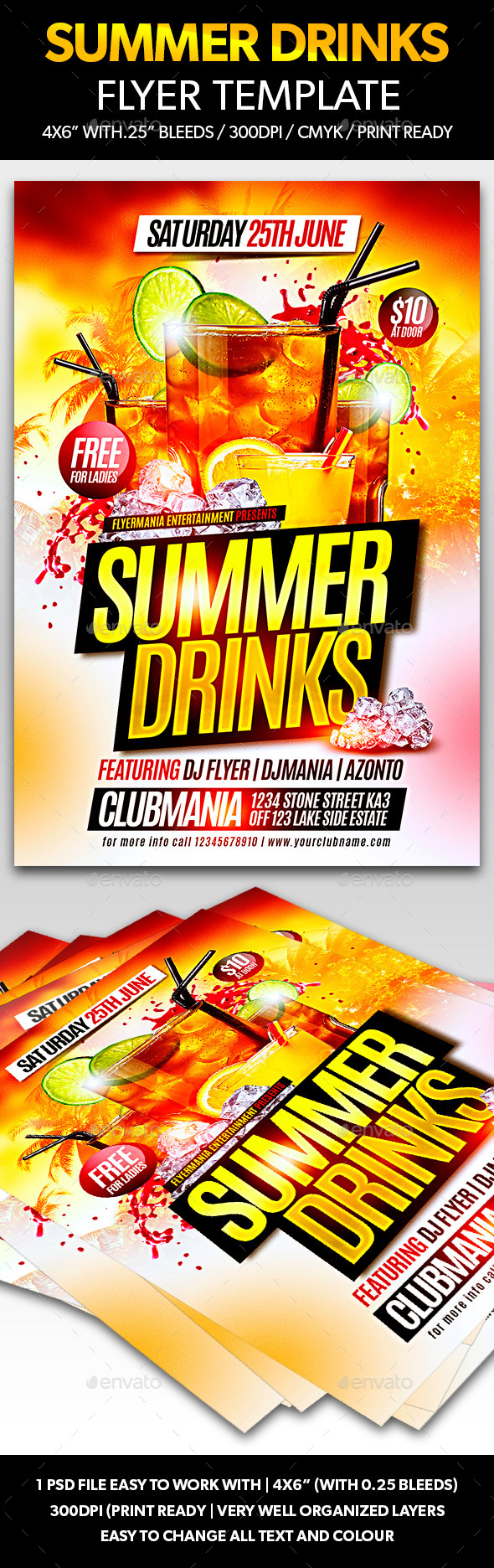 Summer Drinks Flyer Template (Flyers)