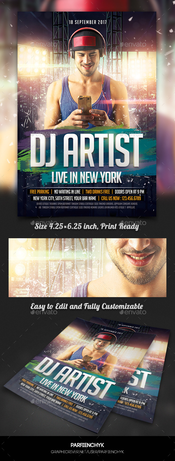 GraphicRiver Music DJ Artist Flyer Template 11288331 GraphicRiver Music DJ Artist Flyer Template 11288331