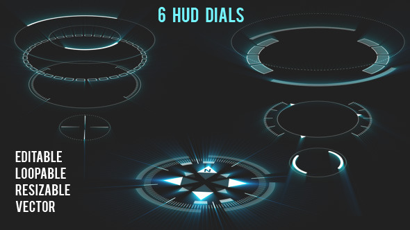 Free download 6 HUD Dials - Circular Elements nulled Videohive