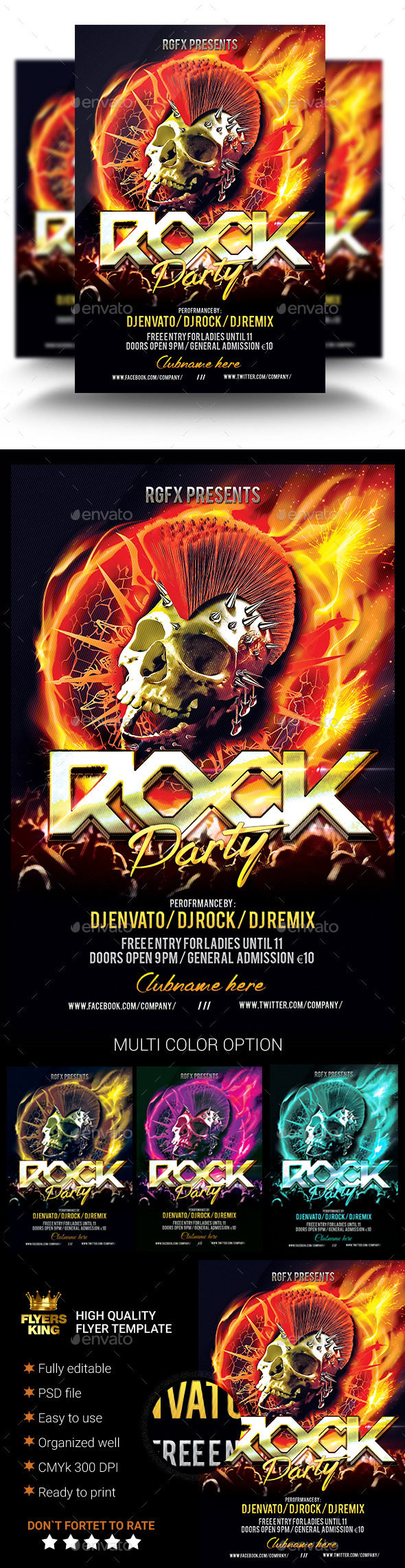 Rock Party Flyer Template (Clubs & Parties)