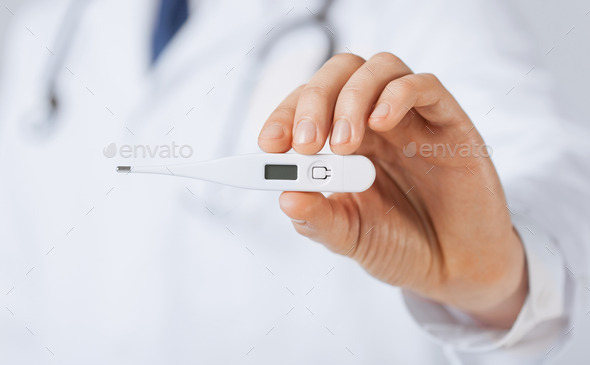 male doctor with thermometer (Misc) Photo Download