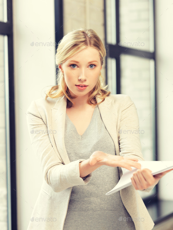 worried woman with documents (Misc) Photo Download