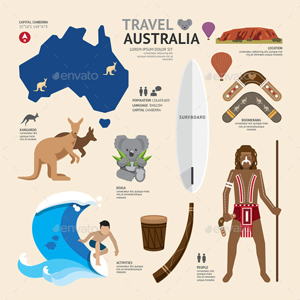 GraphicRiver Travel Concept Australia Landmark Flat Icons 11291481 GraphicRiver Travel Concept Australia Landmark Flat Icons 11291481