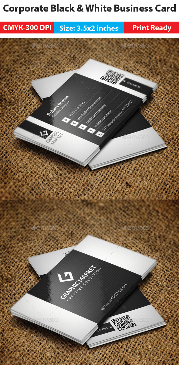 Corporate Black & White Business Card (Corporate)