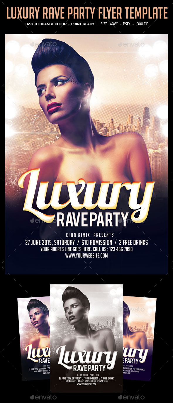 Luxury Rave Party Flyer Template (Clubs & Parties)