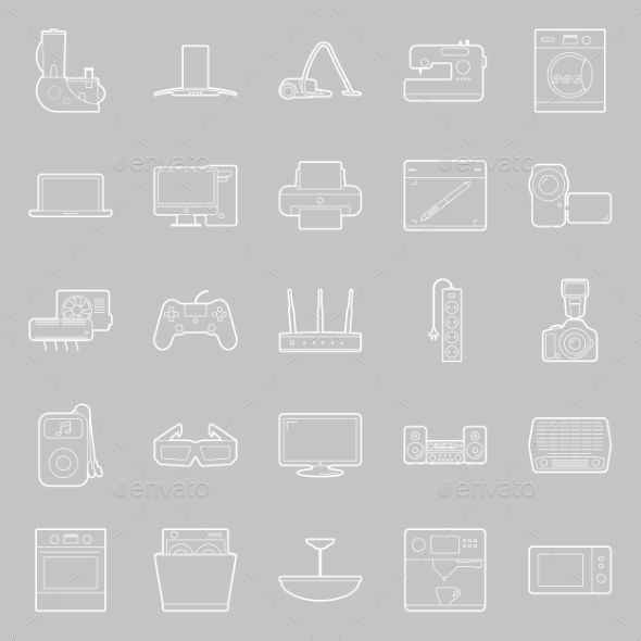 GraphicRiver Home Electrical Appliances Thin Lines Icon Set 11293638 GraphicRiver Home Electrical Appliances Thin Lines Icon Set 11293638