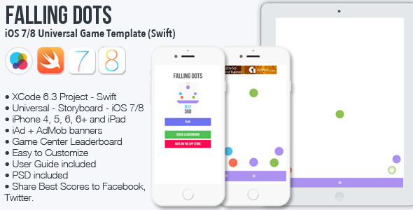 CodeCanyon Falling Dots iOS 7 8 Game Template Swift 11294421 CodeCanyon Falling Dots iOS 7 8 Game Template Swift 11294421