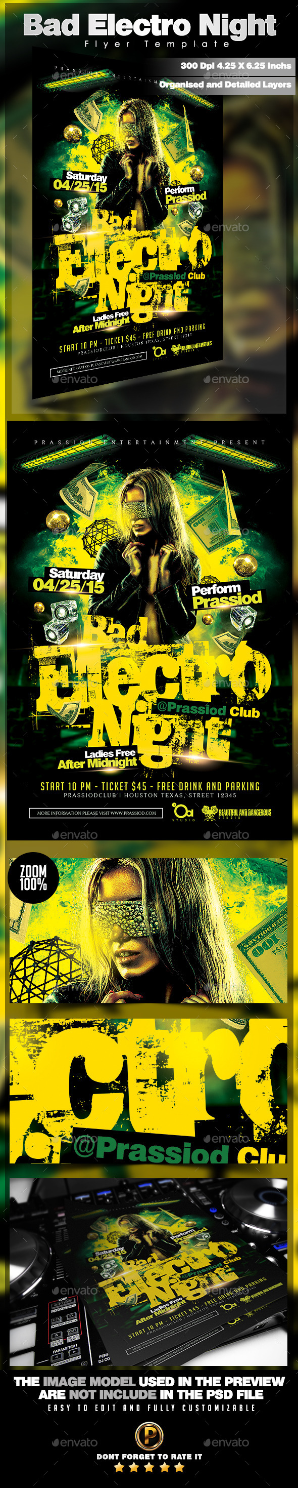 Bad Electro Night Flyer Template (Clubs & Parties)