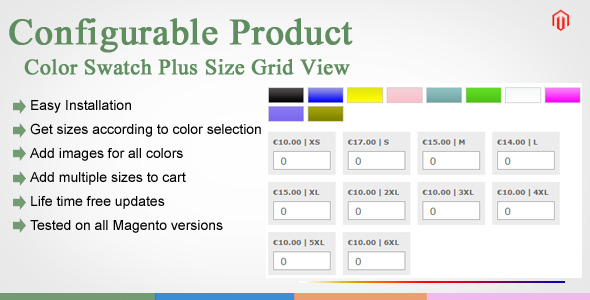 Magento Color Swatches Plus Size Grid View