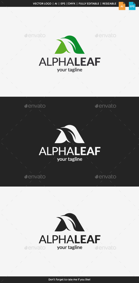 GraphicRiver Alpha Leaf Logo 11294687 GraphicRiver Alpha Leaf Logo 11294687