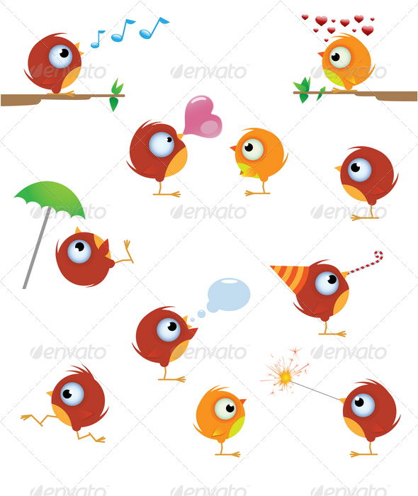 Cartoon bird set Cartoon bird set
