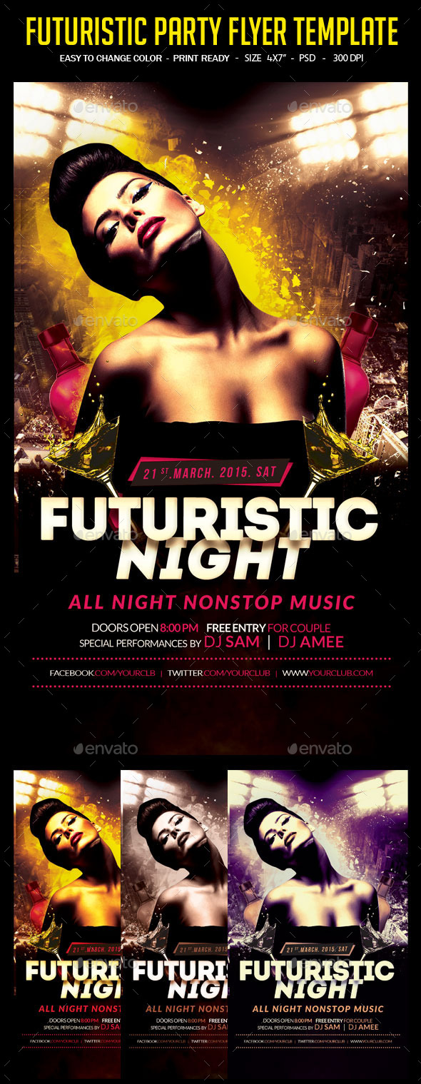 Futuristic Party Flyer Template (Clubs & Parties)