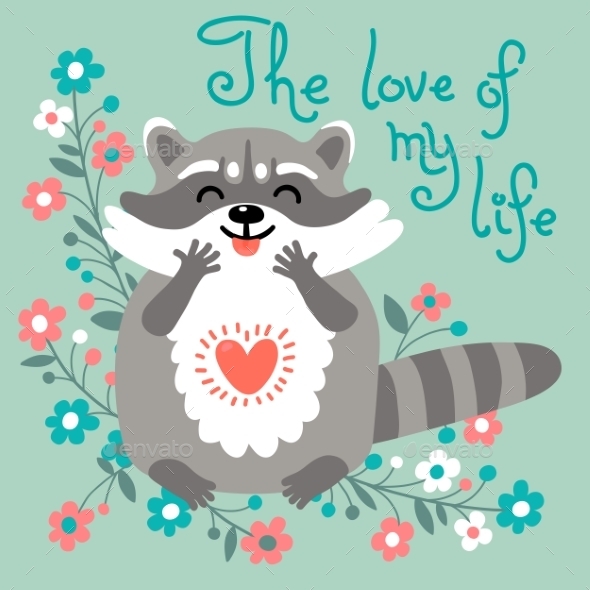 GraphicRiver Cute Raccoon Confesses His Love 11297796 GraphicRiver Cute Raccoon Confesses His Love 11297796
