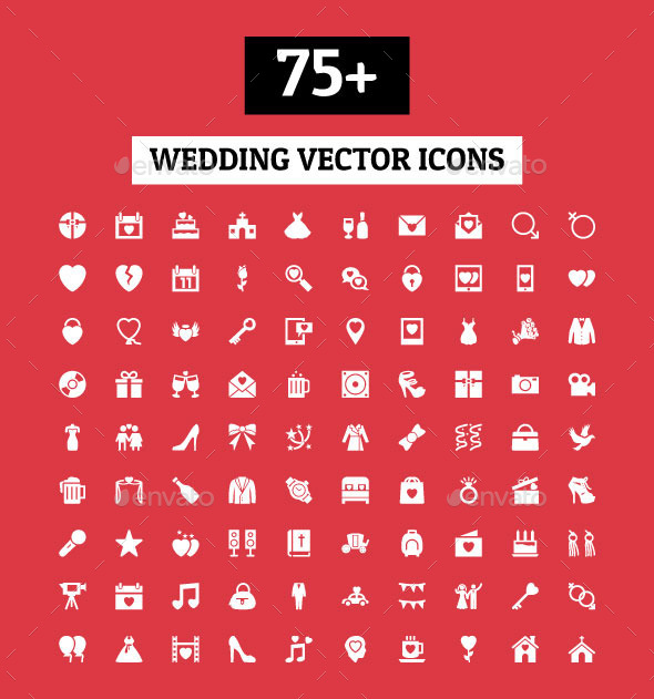 GraphicRiver 75& Wedding Vector Icons 11298297 GraphicRiver 75& Wedding Vector Icons 11298297