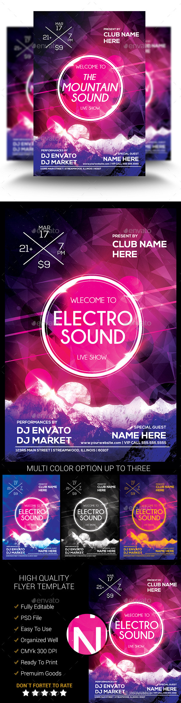 GraphicRiver Electro Mountain Sound Flyer Template 11298339 GraphicRiver Electro Mountain Sound Flyer Template 11298339