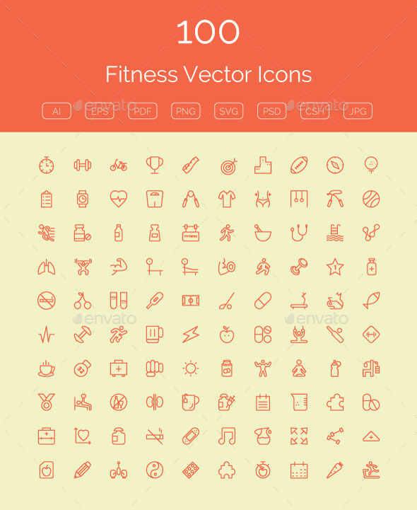 GraphicRiver 100 Fitness Vector Icons 11298460 GraphicRiver 100 Fitness Vector Icons 11298460