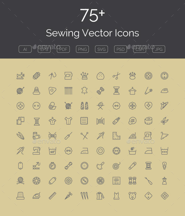 GraphicRiver 75& Sewing Vector Icons 11298489 GraphicRiver 75& Sewing Vector Icons 11298489