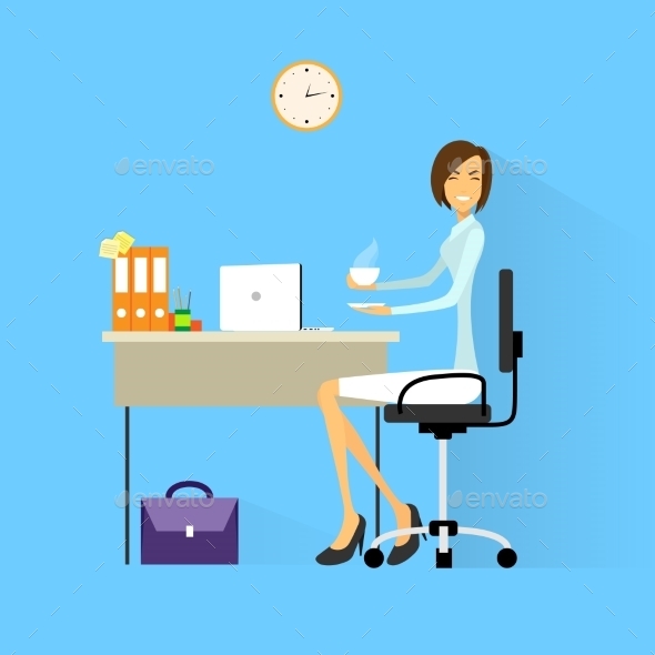 GraphicRiver Business Woman Drink Coffee Sitting In Office 11298663 GraphicRiver Business Woman Drink Coffee Sitting In Office 11298663