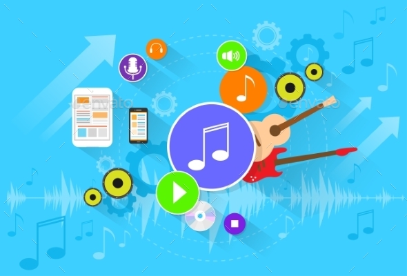 GraphicRiver Music Banner Color Icon Flat Set Vector 11298708 GraphicRiver Music Banner Color Icon Flat Set Vector 11298708