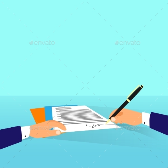 Business Man Document Signing Up Contract