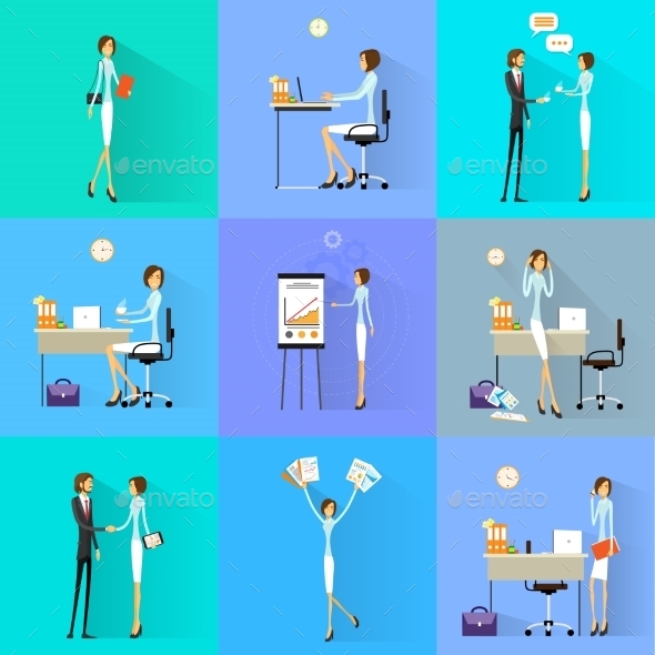 GraphicRiver Business Woman Working Set Office Desk Flat Design 11298909 GraphicRiver Business Woman Working Set Office Desk Flat Design 11298909