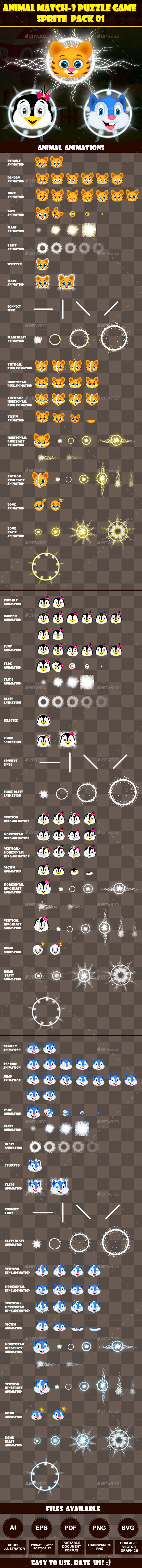 GraphicRiver Animal Match-3 Puzzle Game Sprite Pack 01 11300630 GraphicRiver Animal Match-3 Puzzle Game Sprite Pack 01 11300630