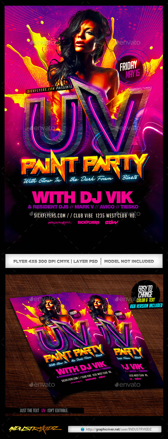 UV Paint Party Flyer (Clubs & Parties)