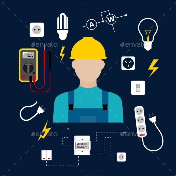 GraphicRiver Professional Electrician With Electric Tools 11301555 GraphicRiver Professional Electrician With Electric Tools 11301555