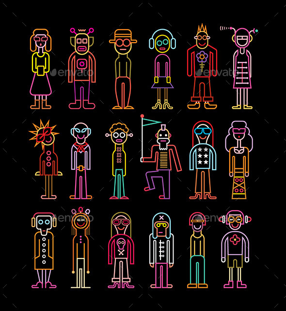 GraphicRiver Neon People Icon Set 11301592 GraphicRiver Neon People Icon Set 11301592
