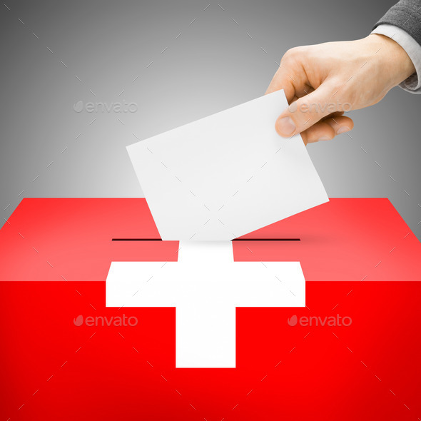 Ballot box painted into national flag - Switzerland (Misc) Photo Download