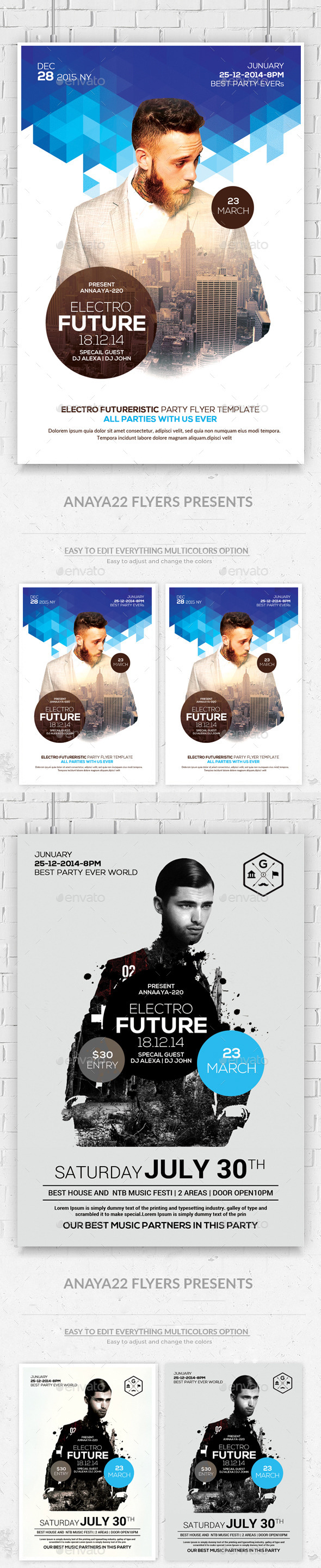 Futuristic Flyer Psd Bundle Templates (Clubs & Parties)