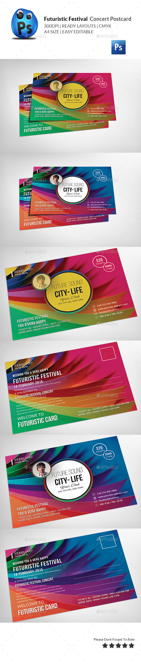 Futuristic Festival Concert Postcard (Cards & Invites)