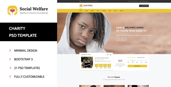 Social Welfare - Charity & Non-Profit PSD Template