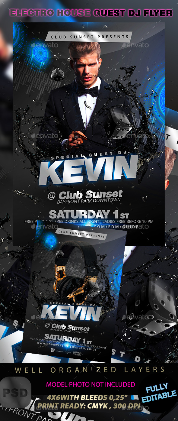 Electro House Guest Dj Flyer Template (Clubs & Parties)