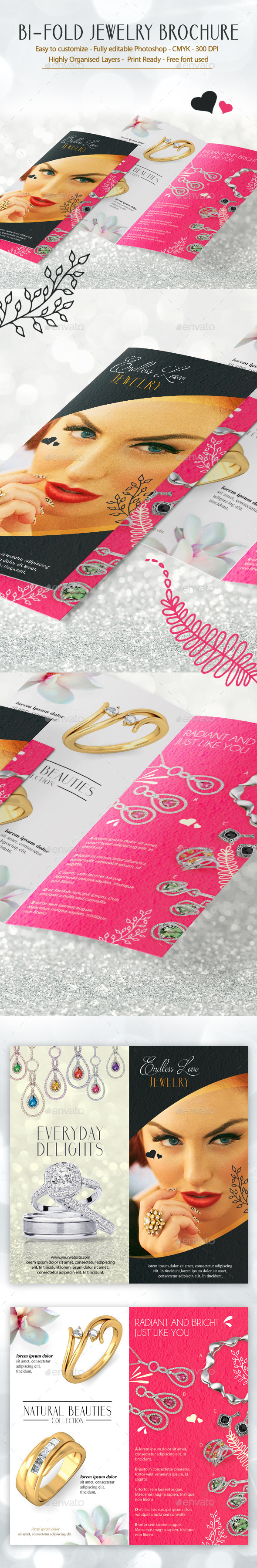 Bi-Fold Jewelry Brochure Template (Brochures)