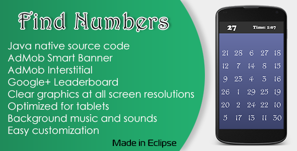 CodeCanyon Find Numbers Game with AdMob and Leaderboard 11305936 CodeCanyon Find Numbers Game with AdMob and Leaderboard 11305936