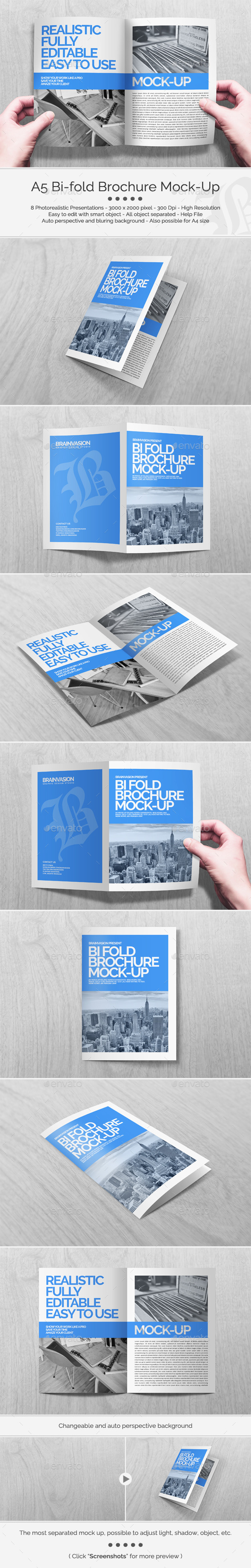 GraphicRiver A5 Bi-fold Brochure Mock-Up Set 11269416 GraphicRiver A5 Bi-fold Brochure Mock-Up Set 11269416