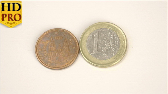 Two Spain Euro Coins 2010 Version and a 1 Euro Two Spain Euro Coins 2010 Version and a 1 Euro