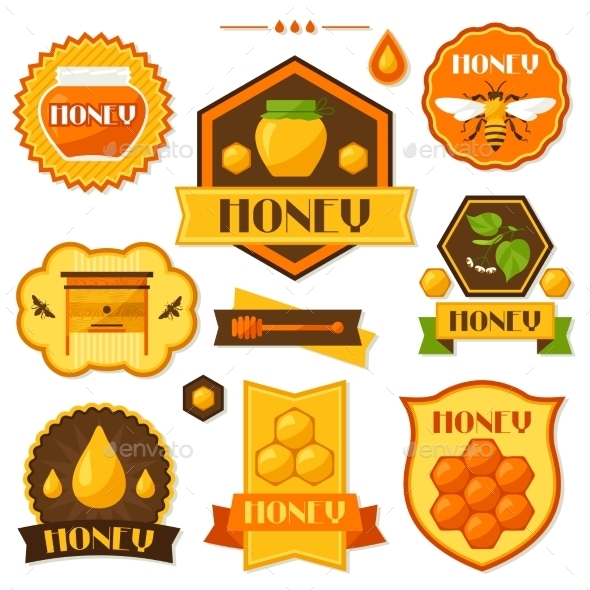 GraphicRiver Set Of Honey And Bee Labels Badges Emblems 11309114 GraphicRiver Set Of Honey And Bee Labels Badges Emblems 11309114