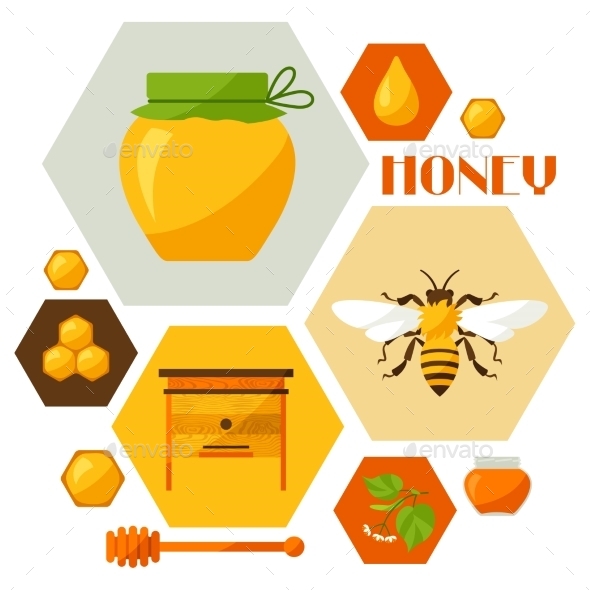 GraphicRiver Background Design With Honey And Bee Objects 11309117 GraphicRiver Background Design With Honey And Bee Objects 11309117