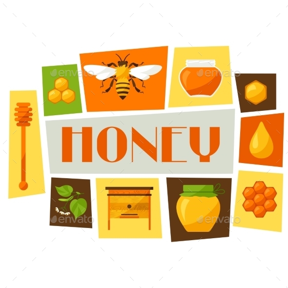 GraphicRiver Background Design With Honey And Bee Objects 11309148 GraphicRiver Background Design With Honey And Bee Objects 11309148