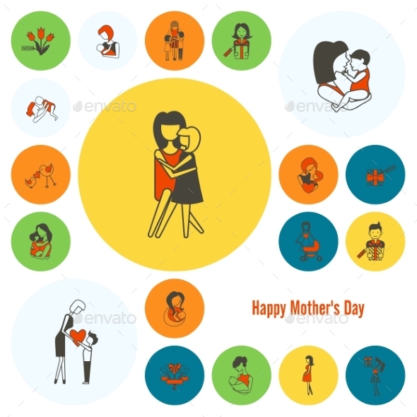 GraphicRiver Happy Mothers Day Icons 11309229 GraphicRiver Happy Mothers Day Icons 11309229
