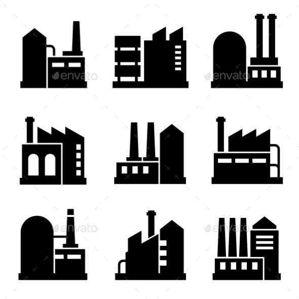 GraphicRiver Factory And Power Industrial Building Icon Set 2 11309603 GraphicRiver Factory And Power Industrial Building Icon Set 2 11309603