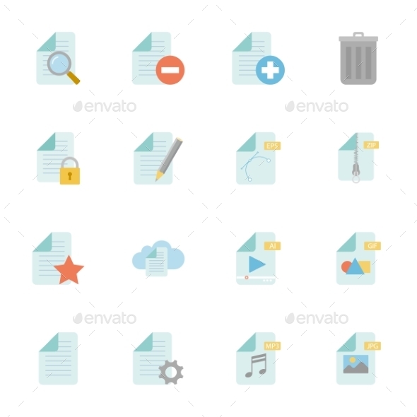 GraphicRiver Files And Documents Color Flat Icons Set 11310720 GraphicRiver Files And Documents Color Flat Icons Set 11310720