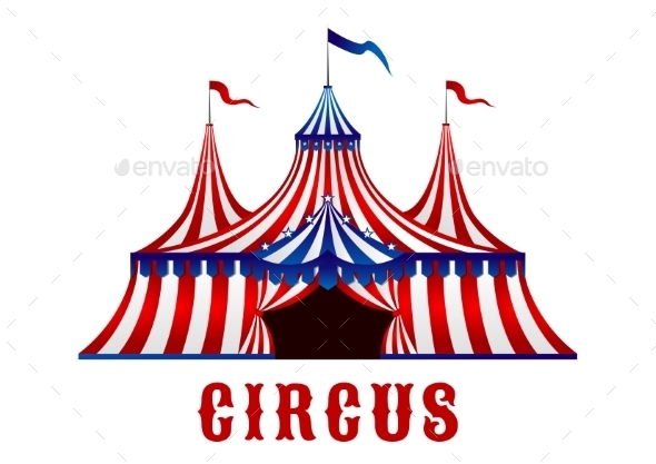 Vintage Circus Tent with Flags and Stars